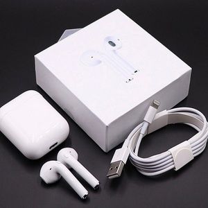 White wireless earbuds with charger box